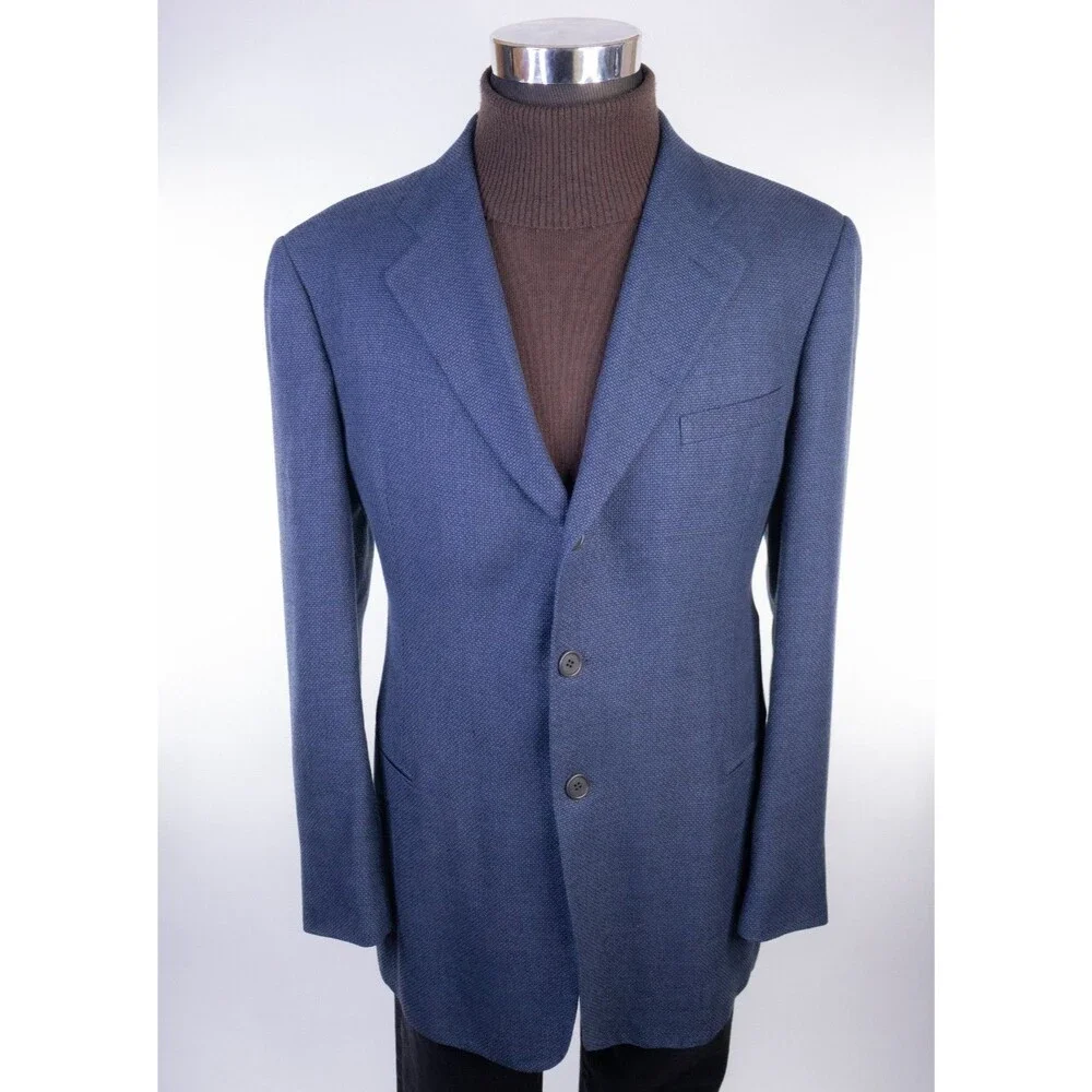 Giorgio Armani Blazer Sport Coat Sz 44L Blue Wool Three Button Jacket